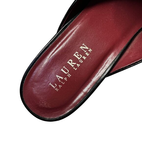 Lauren Ralph Lauren Bethel Mules 8.5 Vintage 90s RLR Black Leather Slip On Heels - Picture 9 of 10